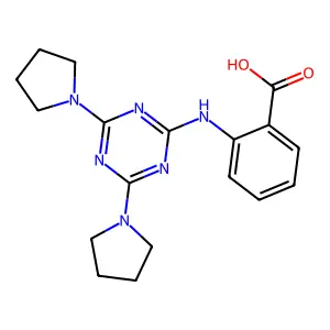 2-[(4,6-Dipyrrolidin-1-yl-1,3,5-triazin-2-yl)amino]benzoic acid structure
