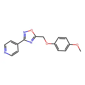 4-{5-[(4-Methoxyphenoxy)methyl]-1,2,4-oxadiazol-3-yl}pyridine structure
