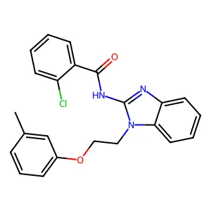 2-chloro-N-[1-[2-(3-methylphenoxy)ethyl]benzimidazol-2-yl]benzamide structure