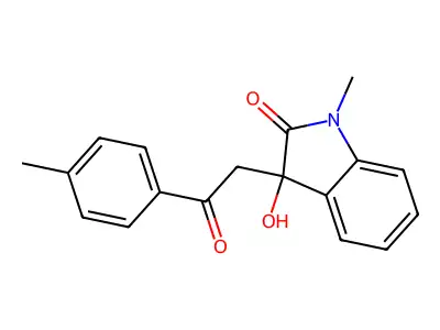 3-Hydroxy-1-methyl-3-[2-(4-methylphenyl)-2-oxoethyl]indol-2-one structure