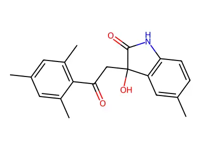 3-hydroxy-3-(2-mesityl-2-oxoethyl)-5-methyl-1,3-dihydro-2H-indol-2-one structure