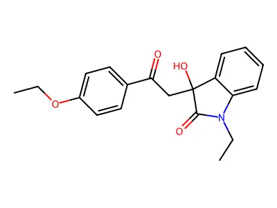 3-[2-(4-ethoxyphenyl)-2-oxoethyl]-1-ethyl-3-hydroxy-1,3-dihydro-2H-indol-2-one structure