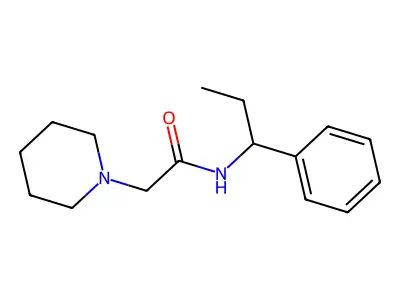 1-Piperidineacetamide, N-(1-phenylpropyl)- structure