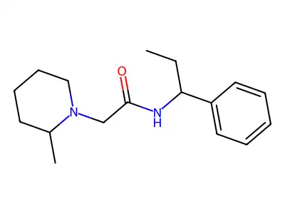 1-Piperidineacetamide, 2-methyl-N-(1-phenylpropyl)- structure
