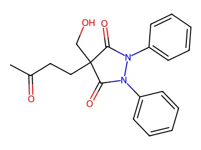 3,5-Pyrazolidinedione, 1,2-diphenyl-4-(hydroxymethyl)-4-(3-oxobutyl)- structure
