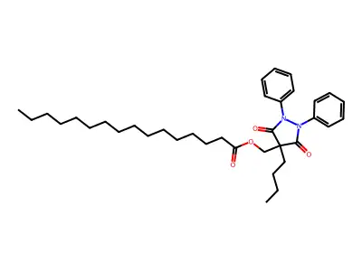 (4-Butyl-3,5-dioxo-1,2-diphenylpyrazolidin-4-yl)methyl hexadecanoate structure