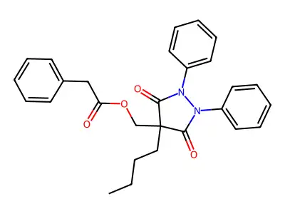 Benzeneacetic acid, (4-butyl-3,5-dioxo-1,2-diphenyl-4-pyrazolidinyl)methyl ester structure