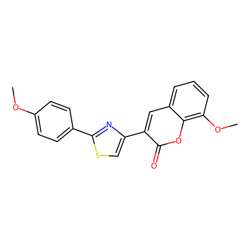 8-methoxy-3-[2-(4-methoxyphenyl)-1,3-thiazol-4-yl]-2H-chromen-2-one structure