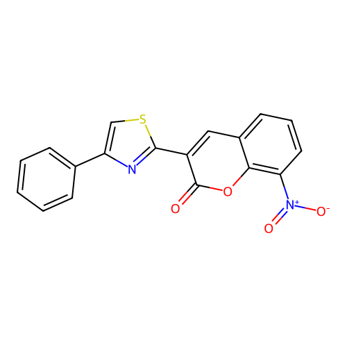 8-nitro-3-(4-phenyl-1,3-thiazol-2-yl)-2H-chromen-2-one structure