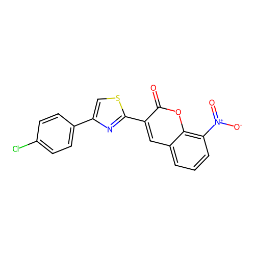 3-[4-(4-chlorophenyl)-1,3-thiazol-2-yl]-8-nitro-2H-chromen-2-one structure