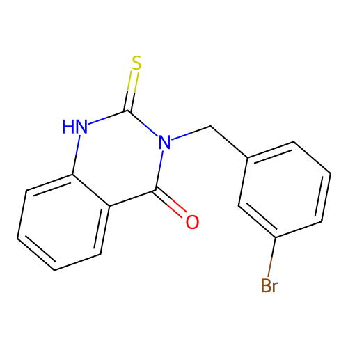 3-[(3-bromophenyl)methyl]-2-sulfanylidene-1H-quinazolin-4-one structure