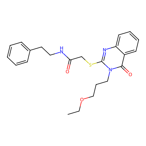 2-{[3-(3-ethoxypropyl)-4-oxo-3,4-dihydroquinazolin-2-yl]thio}-N-(2-phenylethyl)acetamide structure