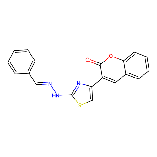 (e)-3-(2-(2-Benzylidenehydrazinyl)thiazol-4-yl)-2h-chromen-2-one structure