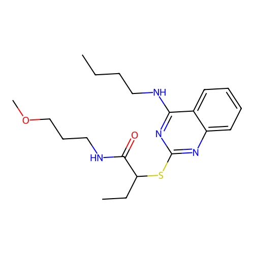 2-[4-(butylamino)quinazolin-2-yl]sulfanyl-N-(3-methoxypropyl)butanamide structure