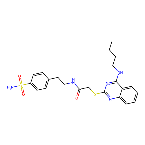 2-((4-(butylamino)quinazolin-2-yl)thio)-N-(4-sulfamoylphenethyl)acetamide structure