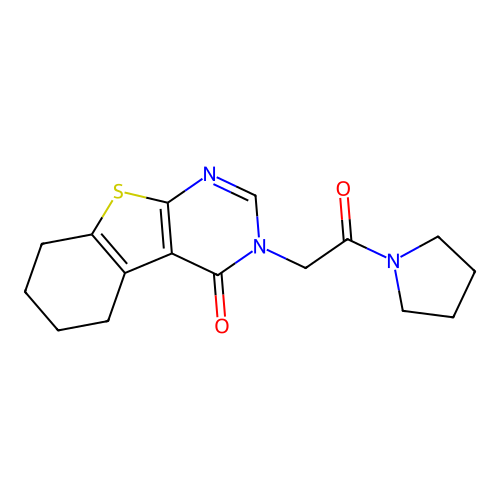 3-(2-oxo-2-pyrrolidin-1-ylethyl)-5,6,7,8-tetrahydro-[1]benzothiolo[2,3-d]pyrimidin-4-one structure