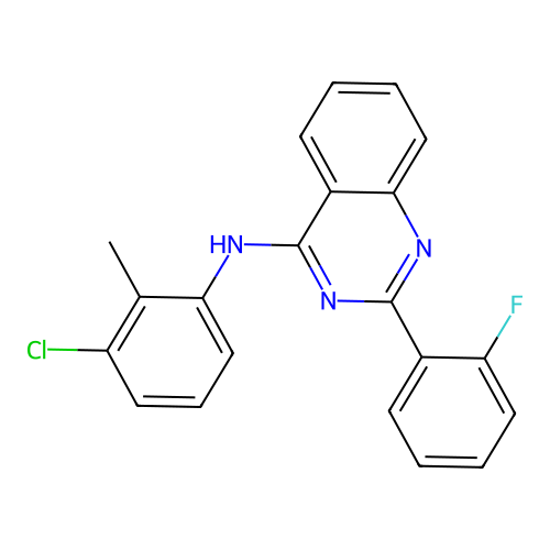 N-(3-chloro-2-methylphenyl)-2-(2-fluorophenyl)quinazolin-4-amine structure