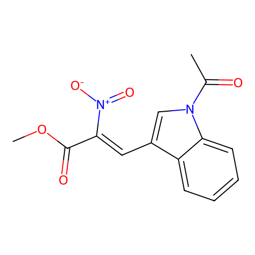 methyl (Z)-3-(1-acetylindol-3-yl)-2-nitroprop-2-enoate structure