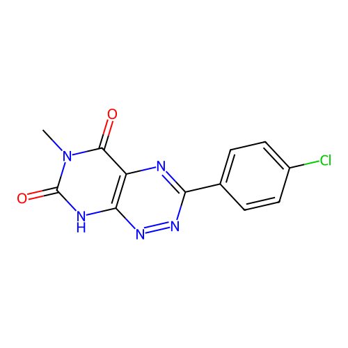 3-(4-chlorophenyl)-6-methylpyrimido[5,4-e][1,2,4]triazine-5,7(6H,8H)-dione structure