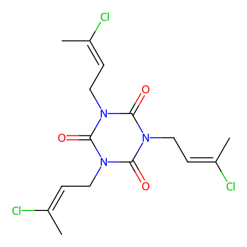 1,3,5-tris[(2E)-3-chlorobut-2-en-1-yl]-1,3,5-triazinane-2,4,6-trione structure