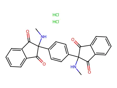 1,3-Indandione, 2,2'-(p-phenylene)bis(2-methylamino-, dihydrochloride structure