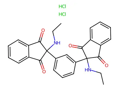 1,3-Indandione, 2,2'-(m-phenylene)bis(2-ethylamino-, dihydrochloride structure