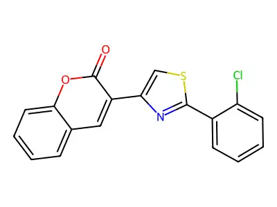 3-[2-(2-chlorophenyl)-1,3-thiazol-4-yl]-2H-chromen-2-one structure