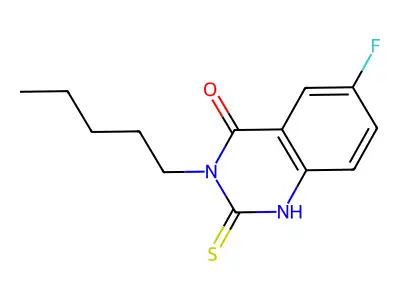 6-fluoro-3-pentyl-2-sulfanylidene-1H-quinazolin-4-one structure