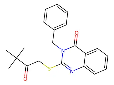 3-Benzyl-2-(3,3-dimethyl-2-oxobutyl)sulfanylquinazolin-4-one structure
