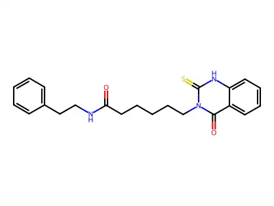 6-(4-oxo-2-thioxo-1,2-dihydroquinazolin-3(4H)-yl)-N-phenethylhexanamide structure