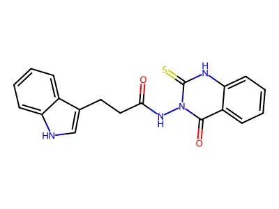 3-(1H-indol-3-yl)-N-(4-oxo-2-sulfanylidene-1H-quinazolin-3-yl)propanamide structure