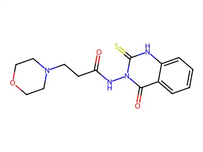 3-morpholin-4-yl-N-(4-oxo-2-sulfanylidene-1H-quinazolin-3-yl)propanamide structure