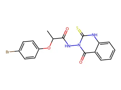 2-(4-bromophenoxy)-N-(4-oxo-2-sulfanylidene-1H-quinazolin-3-yl)propanamide structure