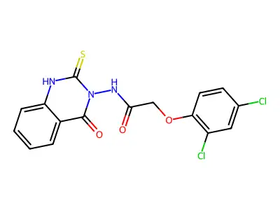 2-(2,4-dichlorophenoxy)-N-(4-oxo-2-sulfanylidene-1H-quinazolin-3-yl)acetamide structure