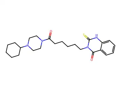 3-(6-(4-cyclohexylpiperazin-1-yl)-6-oxohexyl)-2-thioxo-2,3-dihydroquinazolin-4(1H)-one structure