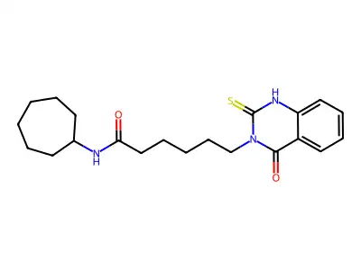 N-cycloheptyl-6-(4-oxo-2-thioxo-1,2-dihydroquinazolin-3(4H)-yl)hexanamide structure