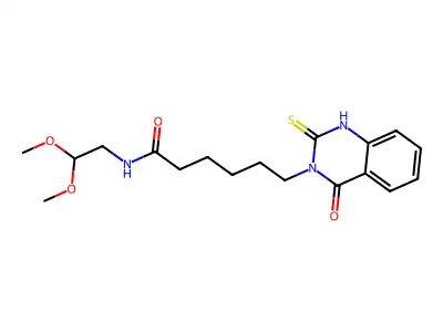 N-(2,2-dimethoxyethyl)-6-(4-oxo-2-sulfanylidene-1H-quinazolin-3-yl)hexanamide structure