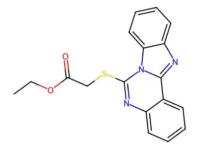 Ethyl 2-(benzimidazolo[1,2-c]quinazolin-6-ylsulfanyl)acetate structure
