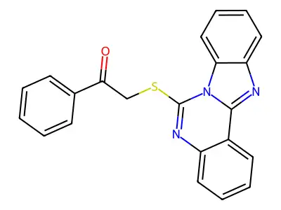 2-(Benzimidazolo[1,2-c]quinazolin-6-ylsulfanyl)-1-phenylethanone structure