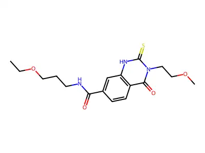 N-(3-ethoxypropyl)-3-(2-methoxyethyl)-4-oxo-2-sulfanylidene-1H-quinazoline-7-carboxamide structure