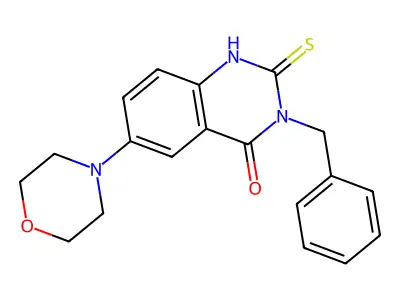 3-benzyl-6-morpholin-4-yl-2-sulfanylidene-1H-quinazolin-4-one structure