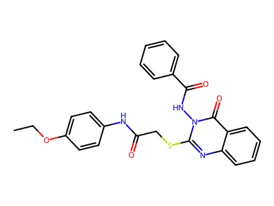 N-[2-[2-(4-ethoxyanilino)-2-oxoethyl]sulfanyl-4-oxoquinazolin-3-yl]benzamide structure
