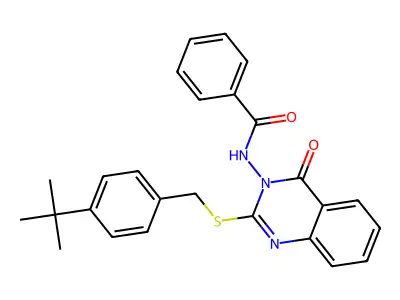 N-[2-[(4-tert-butylphenyl)methylsulfanyl]-4-oxoquinazolin-3-yl]benzamide structure