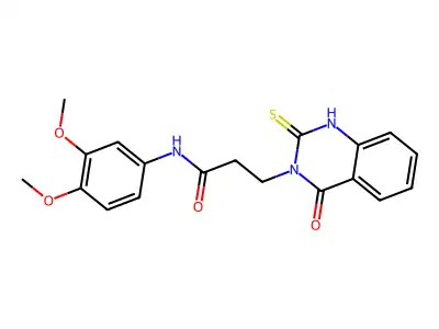 N-(3,4-dimethoxyphenyl)-3-(4-oxo-2-sulfanylidene-1H-quinazolin-3-yl)propanamide structure