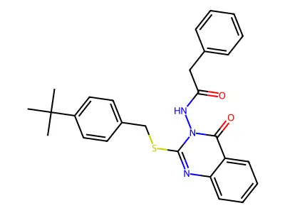 N-(2-{[(4-tert-butylphenyl)methyl]sulfanyl}-4-oxo-3,4-dihydroquinazolin-3-yl)-2-phenylacetamide structure