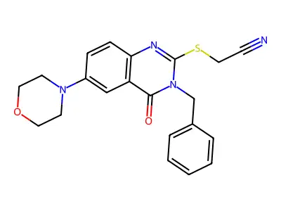 2-((3-Benzyl-6-morpholino-4-oxo-3,4-dihydroquinazolin-2-yl)thio)acetonitrile structure