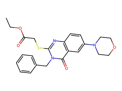 ethyl 2-(3-benzyl-6-morpholin-4-yl-4-oxoquinazolin-2-yl)sulfanylacetate structure