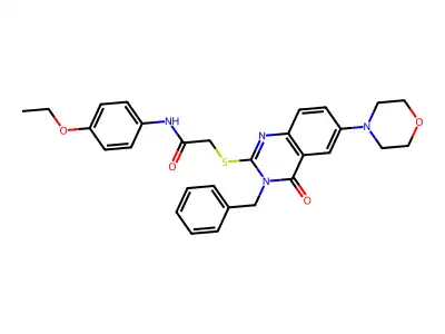 2-{[3-benzyl-6-(morpholin-4-yl)-4-oxo-3,4-dihydroquinazolin-2-yl]sulfanyl}-N-(4-ethoxyphenyl)acetamide structure