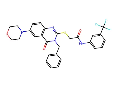 2-{[3-benzyl-6-(morpholin-4-yl)-4-oxo-3,4-dihydroquinazolin-2-yl]sulfanyl}-N-[3-(trifluoromethyl)phenyl]acetamide structure