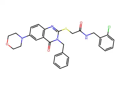 2-{[3-benzyl-6-(morpholin-4-yl)-4-oxo-3,4-dihydroquinazolin-2-yl]sulfanyl}-N-[(2-chlorophenyl)methyl]acetamide structure